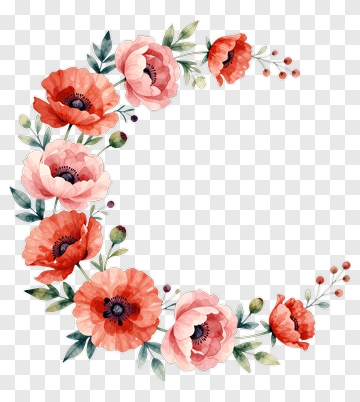 Floral Letter C With Poppies PNG