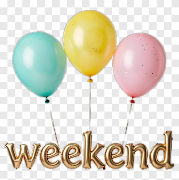 Colorful Balloons With Weekend Text PNG