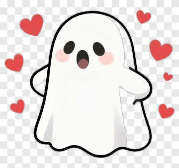 Cartoon Ghost Surrounded By Hearts PNG