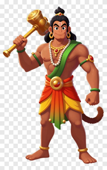 Cartoon Warrior Holding A Golden Mace PNG