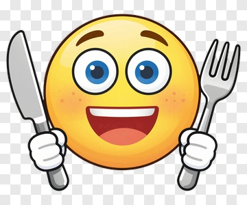 Happy Emoji Holding A Knife And Fork PNG