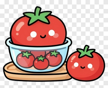 Cartoon Tomatoes In A Bowl PNG