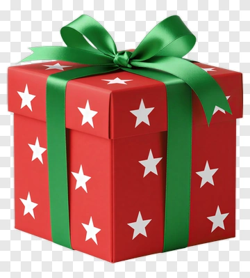 Red Gift Box With Green Ribbon PNG
