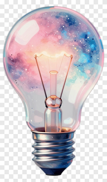 Colorful Light Bulb With Galaxy Design PNG