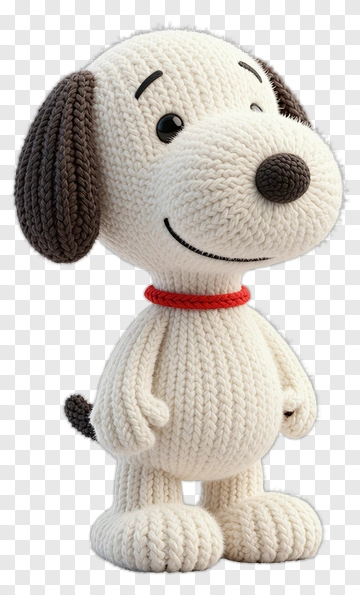 Knitted Dog Toy With A Red Collar PNG