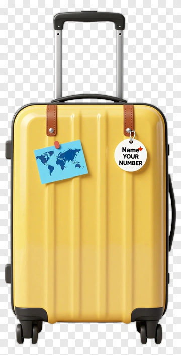 Yellow Luggage Suitcase With Travel Tags PNG