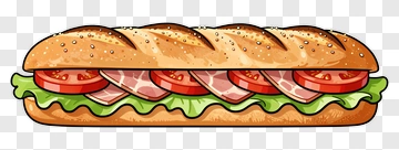 Submarine Sandwich With Lettuce And Tomatoes PNG