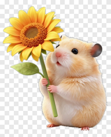 Hamster Holding A Sunflower PNG