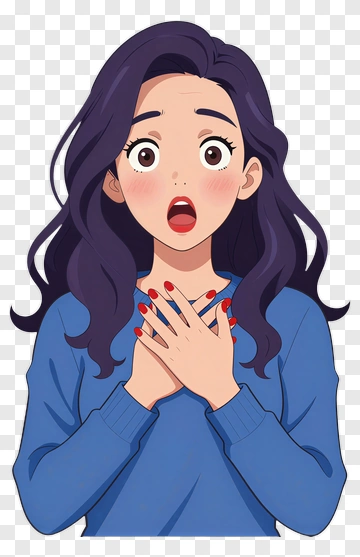 Surprised Woman With Long Hair PNG