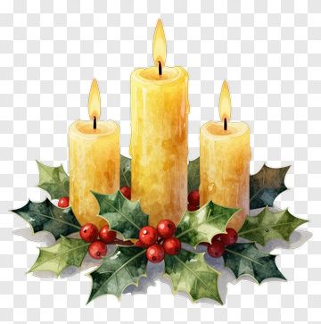 Christmas Candles With Holly And Berries PNG