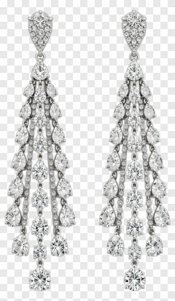 Elegant Diamond Drop Earrings PNG