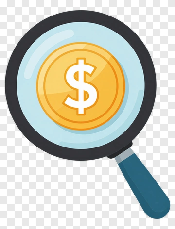 Magnifying Glass Over A Dollar Coin PNG