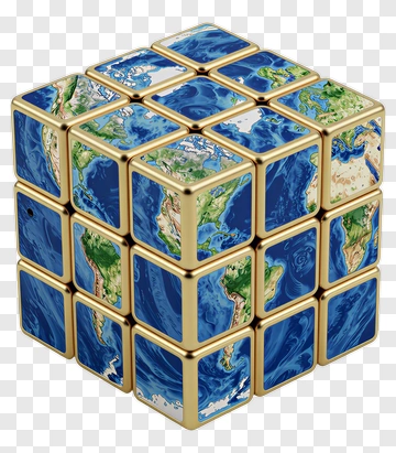Earth-Themed Rubik's Cube PNG