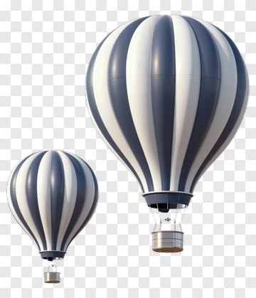 Hot Air Balloons In Striped Design PNG