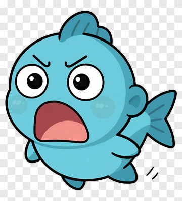 Cartoon Fish With An Angry Expression PNG