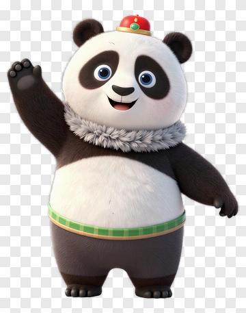 Cartoon Panda Waving PNG