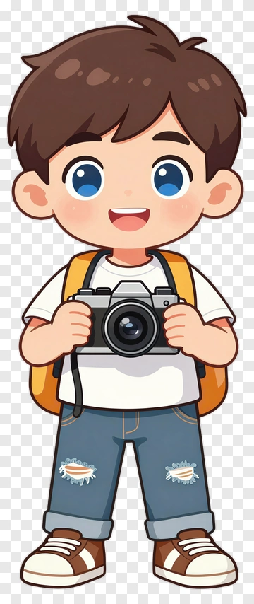 Cartoon Boy Holding A Camera PNG