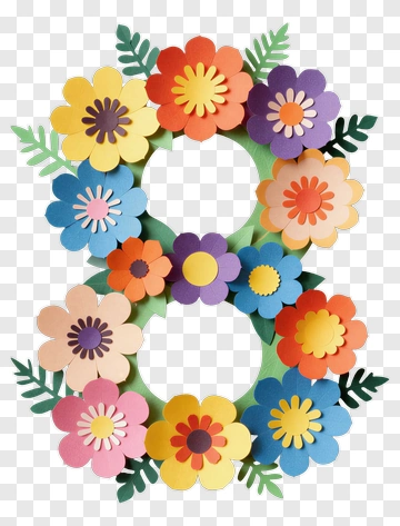 Colorful Floral Number Eight Decoration PNG