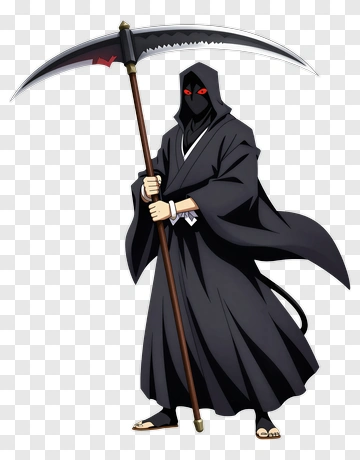 Cartoon Grim Reaper Holding A Scythe PNG