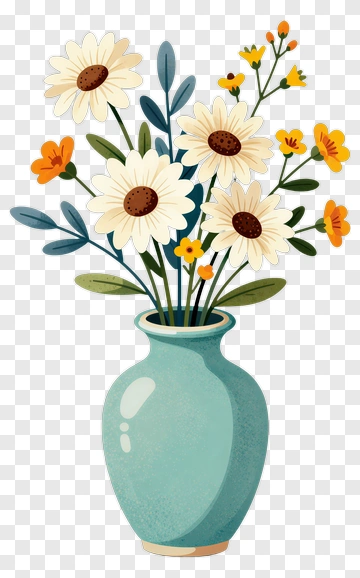 Flower Bouquet In A Blue Vase PNG