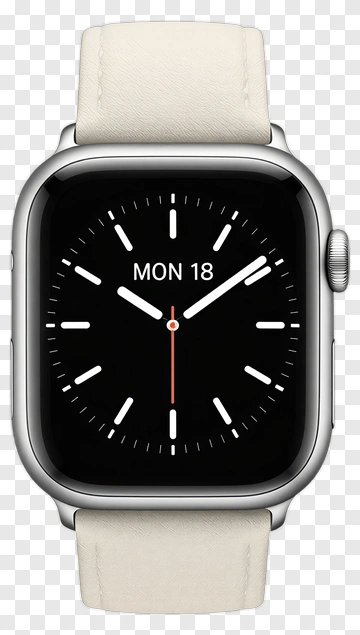 Smartwatch With Black Display And White Strap PNG