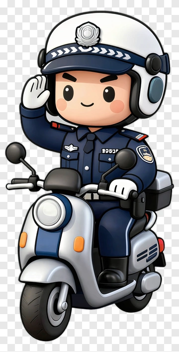 Cartoon Police Officer Riding A Scooter PNG