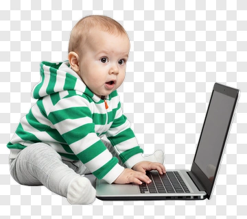 Baby Sitting With A Laptop PNG