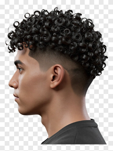 Young Man With Curly Hair PNG