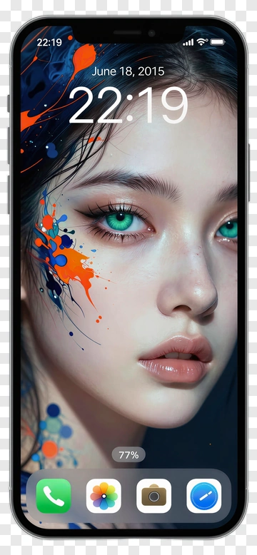 Portrait Of A Young Woman With Colorful Face Paint PNG
