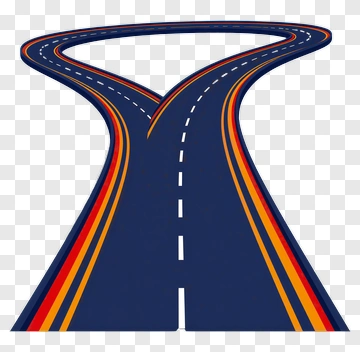 Curved Road With Yellow And Red Lines PNG