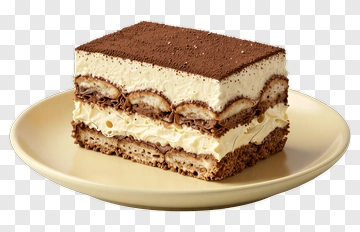 Delicious Tiramisu Dessert On A Plate PNG