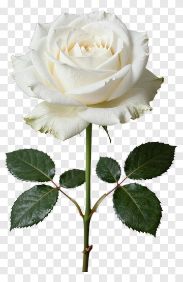White Rose With Green Leaves PNG