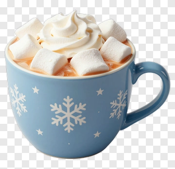 Blue Mug Of Hot Chocolate With Marshmallows PNG