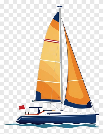 Sailboat With Orange Sails PNG