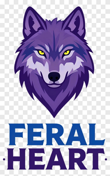 Purple Wolf Head With Feral Heart Text PNG