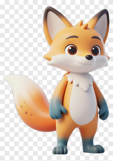 3D Cartoon Fox Character PNG