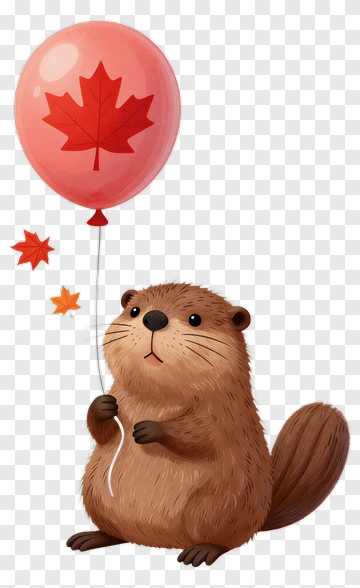 Cartoon Beaver Holding A Balloon PNG