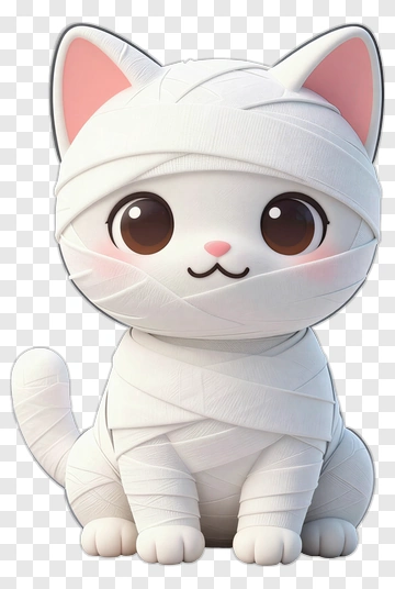 Cartoon Cat Wrapped In Bandages PNG