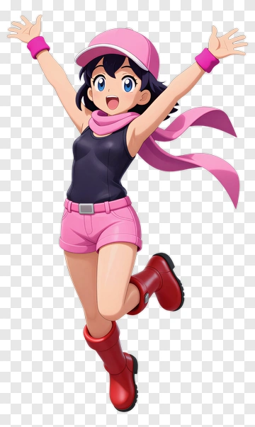 Excited Girl Jumping In Pink Outfit PNG