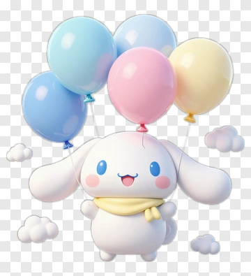 Cute Rabbit Holding Colorful Balloons PNG