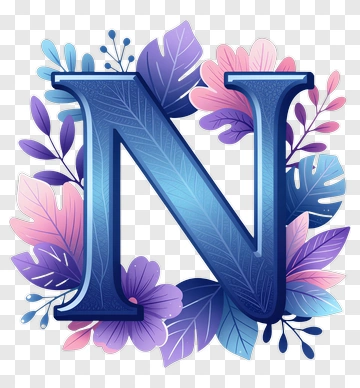 Floral Letter N Decoration PNG