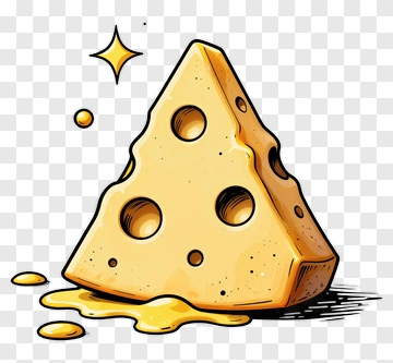 Cartoon Cheese Block With Melting Edges PNG