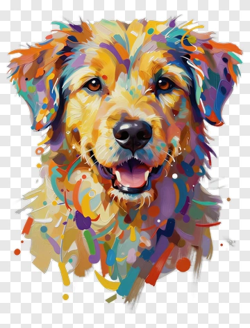Colorful Golden Retriever Portrait PNG