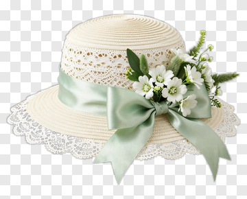 Flower Hat With Ribbon And Lace PNG