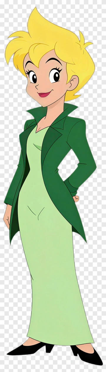 Cartoon Woman In Green Outfit PNG