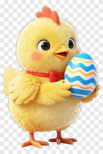 Cartoon Chick Holding An Easter Egg PNG