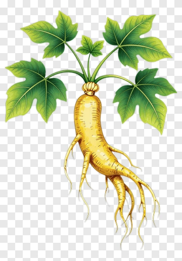Ginseng Plant With Green Leaves PNG