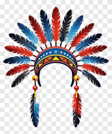 Colorful Native American Feather Headdress PNG