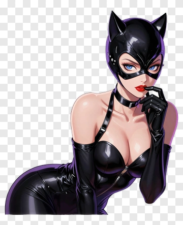 Catwoman In A Black Outfit PNG