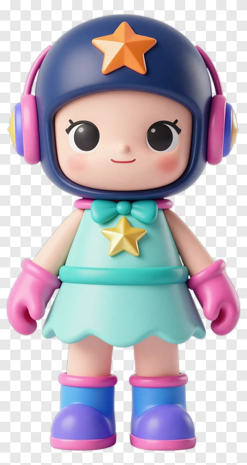 3D Cartoon Character With Star Helmet PNG